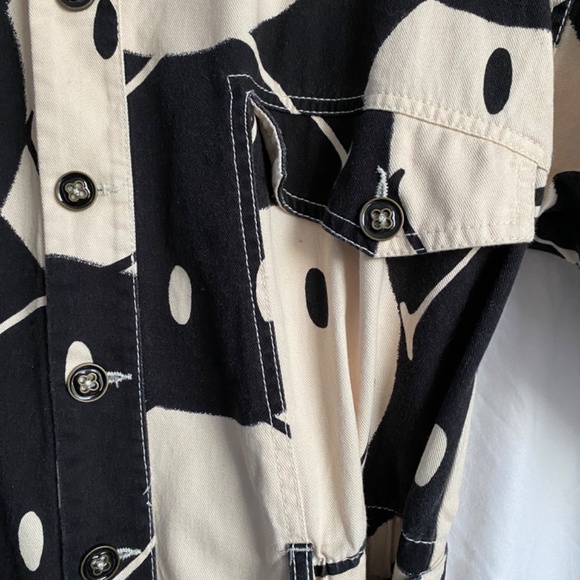 Farm Rio Smiley Black & White Denim Jumpsuit - Picture 4 of 9